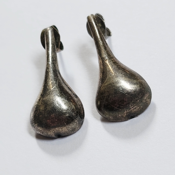 Vintage Sterling Silver 925 Hershey Kiss Teardrop Earrings - Picture 2 of 5